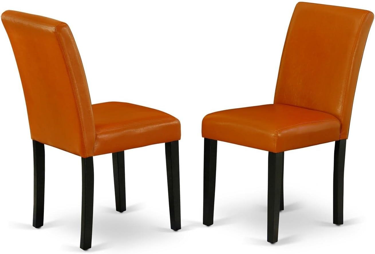 Abbott Parson Dining Chairs - Baked Bean Faux Leather Upholstered Chairs, Set of 2, Black-0