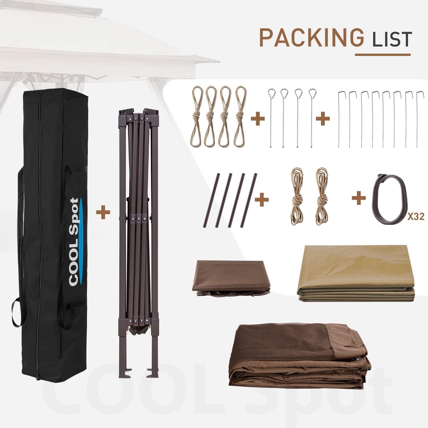 11x11 Pop Up Gazebo Mosquito Netting Beige-1