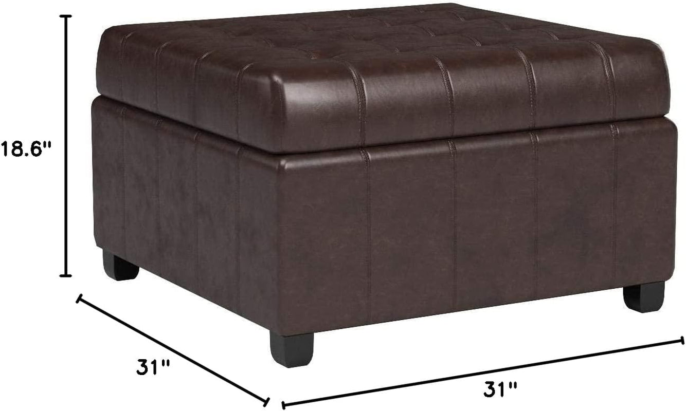 Marbled Brown Leather Ottoman with Storage-2