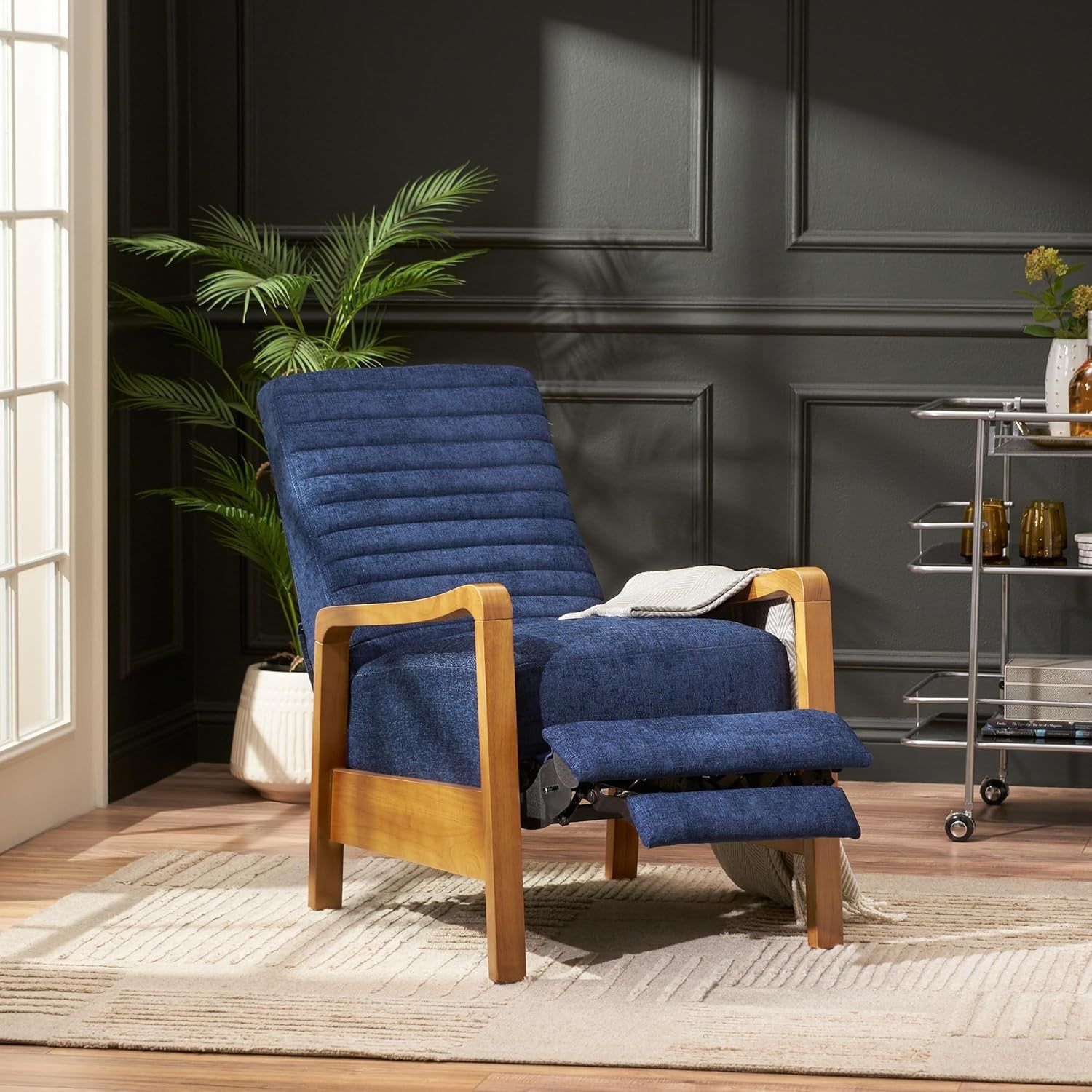 Recliner Chair, Club Recliner, Reclining Sofa, Upholsterd Armchair, Recliner Chair with Adjustable Stitching Backrest, Reading Chair for Living Room, Home Rest, Navy Blue-2