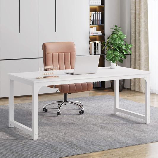 Large White Executive Office Desk 63 Inch-1