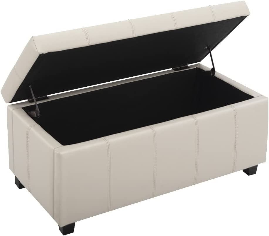 Cream Ottoman Bench with Lift-Top Storage-3
