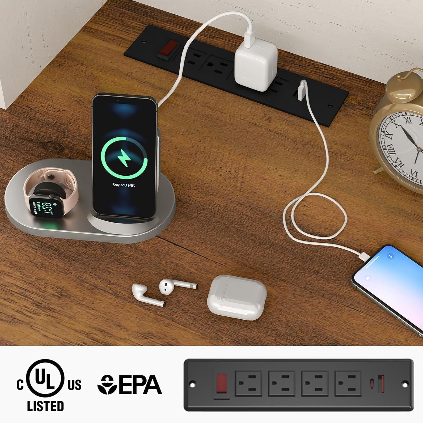 Farmhouse 47" Executive Desk, Computer Desk with Drawers and Storage Cabinet, Workstation Computer Desk with Hutch for Home Office-3