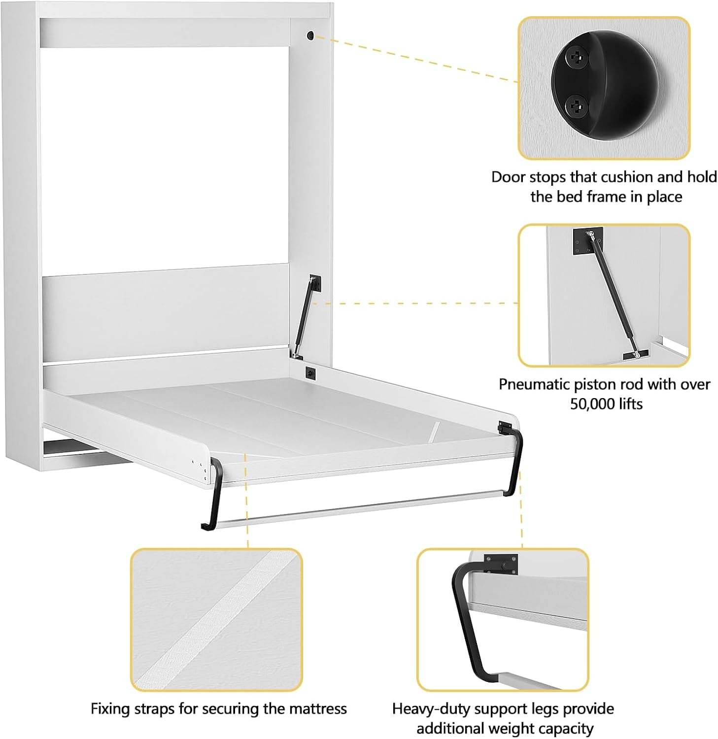 White Queen Murphy Wall Bed Space Saving-3