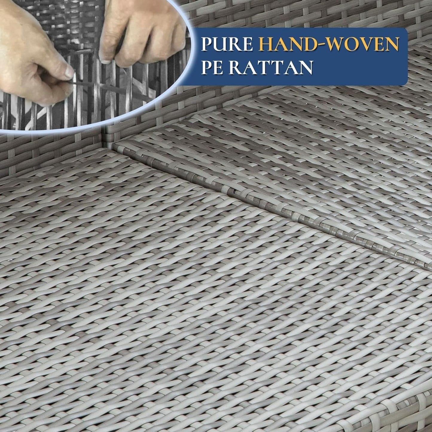 7 Pieces Outdoor Patio Furniture Set, Wicker Sectional Sofa Set Rattan Modular Patio Conversation Sets with Cushions Couch Set & Coffee Table for Outside, Garden, Balcony, Porch, Grey-1