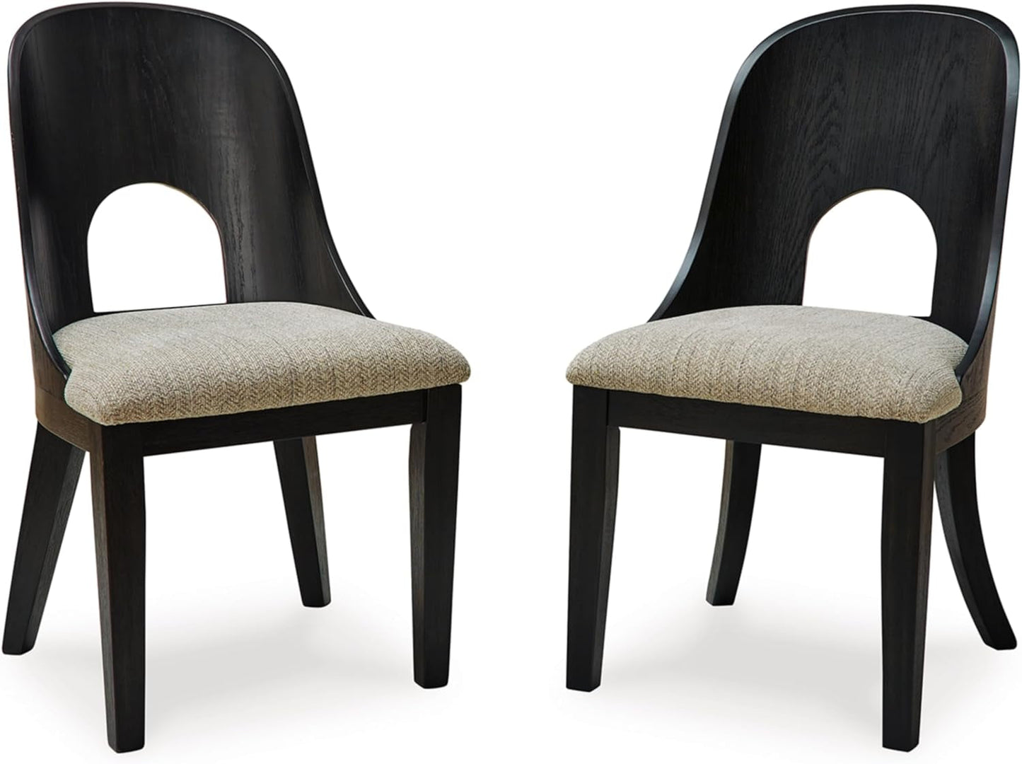 Rowanbeck Contemporary Armless Herringbone Upholstered Dining Chair, Set of 2, Black & Light Gray-0