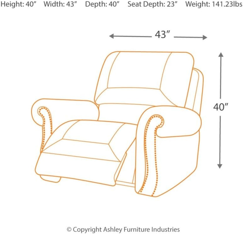 Larkinhurst Faux Leather Manual Rocker Recliner with Nailhead Trim, Brown-1