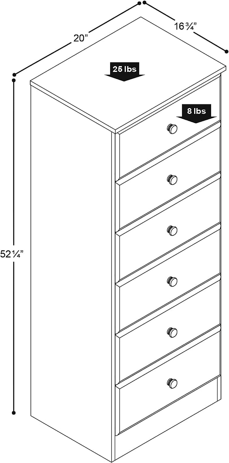 Black Astrid 6 Drawer Tall Chest for Bedroom-2
