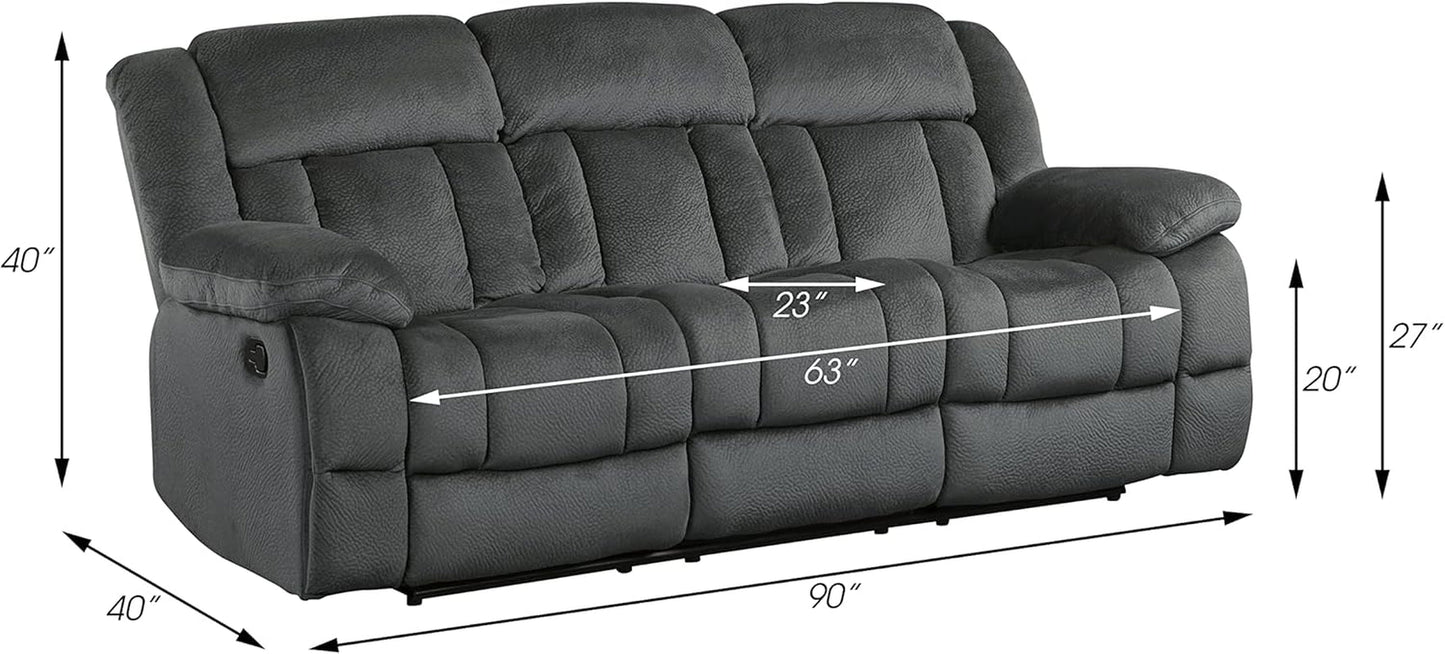Home Theater Seating, Wall Hugger Manual Reclining Sofa, 3-Seat Dual Recliner Sofa for Living Room, 90’’W Sofa, Charcoal-1
