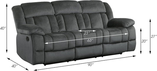 Home Theater Seating, Wall Hugger Manual Reclining Sofa, 3-Seat Dual Recliner Sofa for Living Room, 90’’W Sofa, Charcoal-1