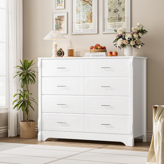 White Dresser with 8 Deep Drawers-0