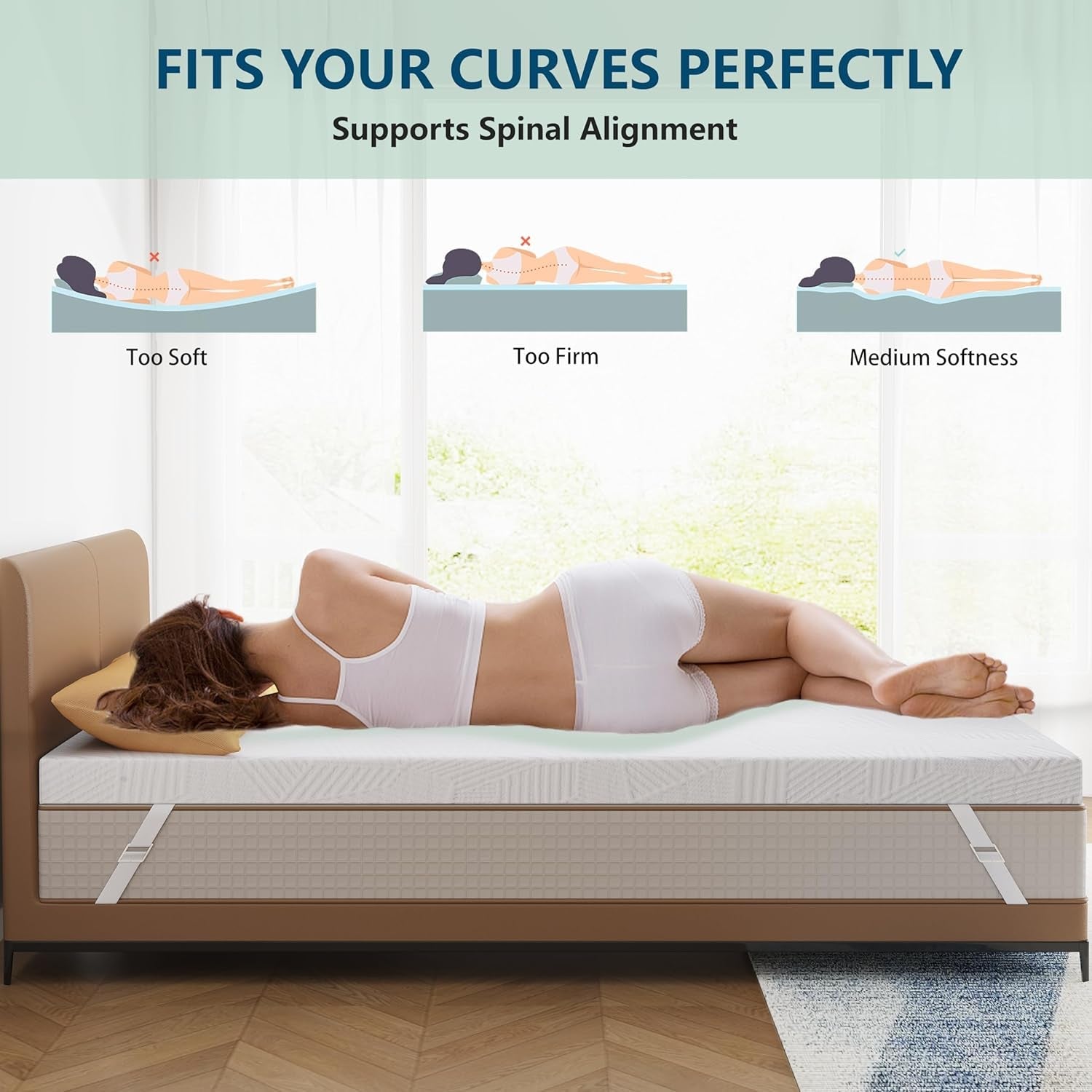 3 Inch Cooling Gel Memory Foam Mattress Topper, Queen-2