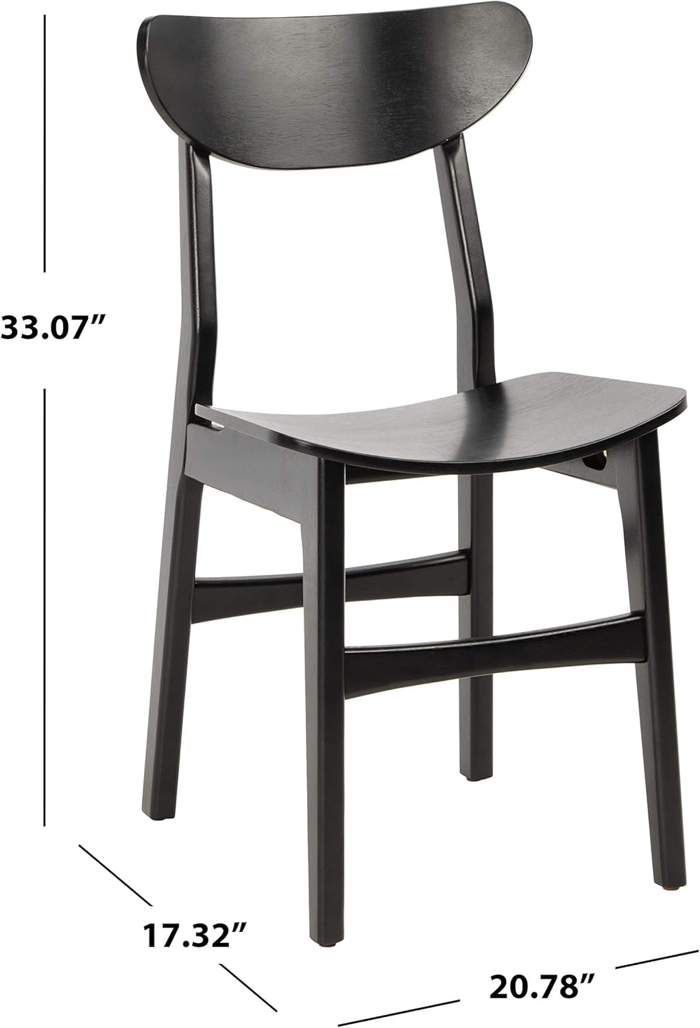 Home Lucca Retro Black Dining Chair, Wood, Set of 2-1
