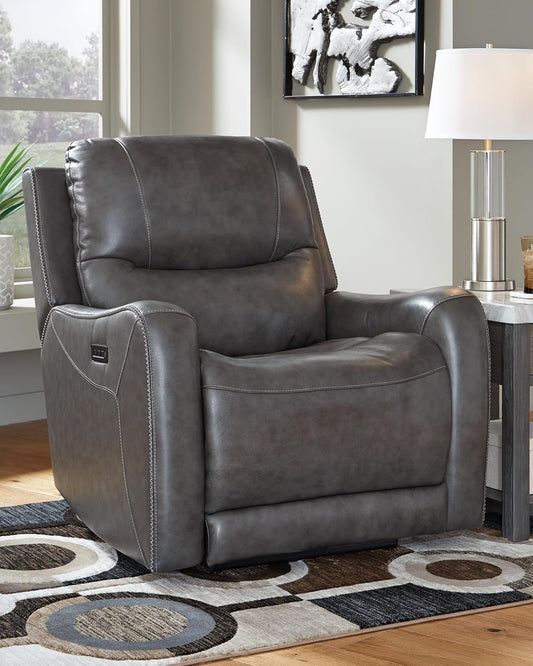 Galahad Contemporary Zero Wall Recliner with Power Headrest, Gray-1