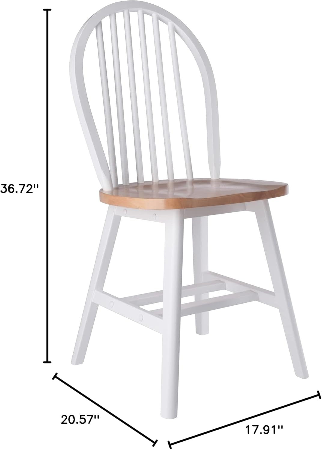 Windsor 2-Piece Chair Set, Solid Wood, Natural/White Finish-1