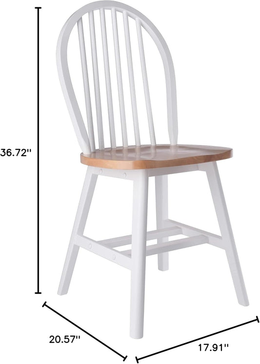 Windsor 2-Piece Chair Set, Solid Wood, Natural/White Finish-1