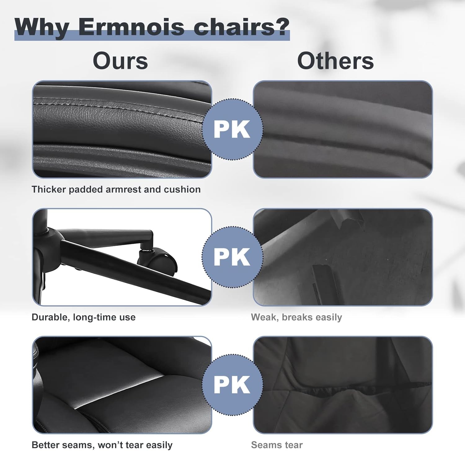 Ergonomic Leather Office Chairs, Lumbar Support, Set of 2-3