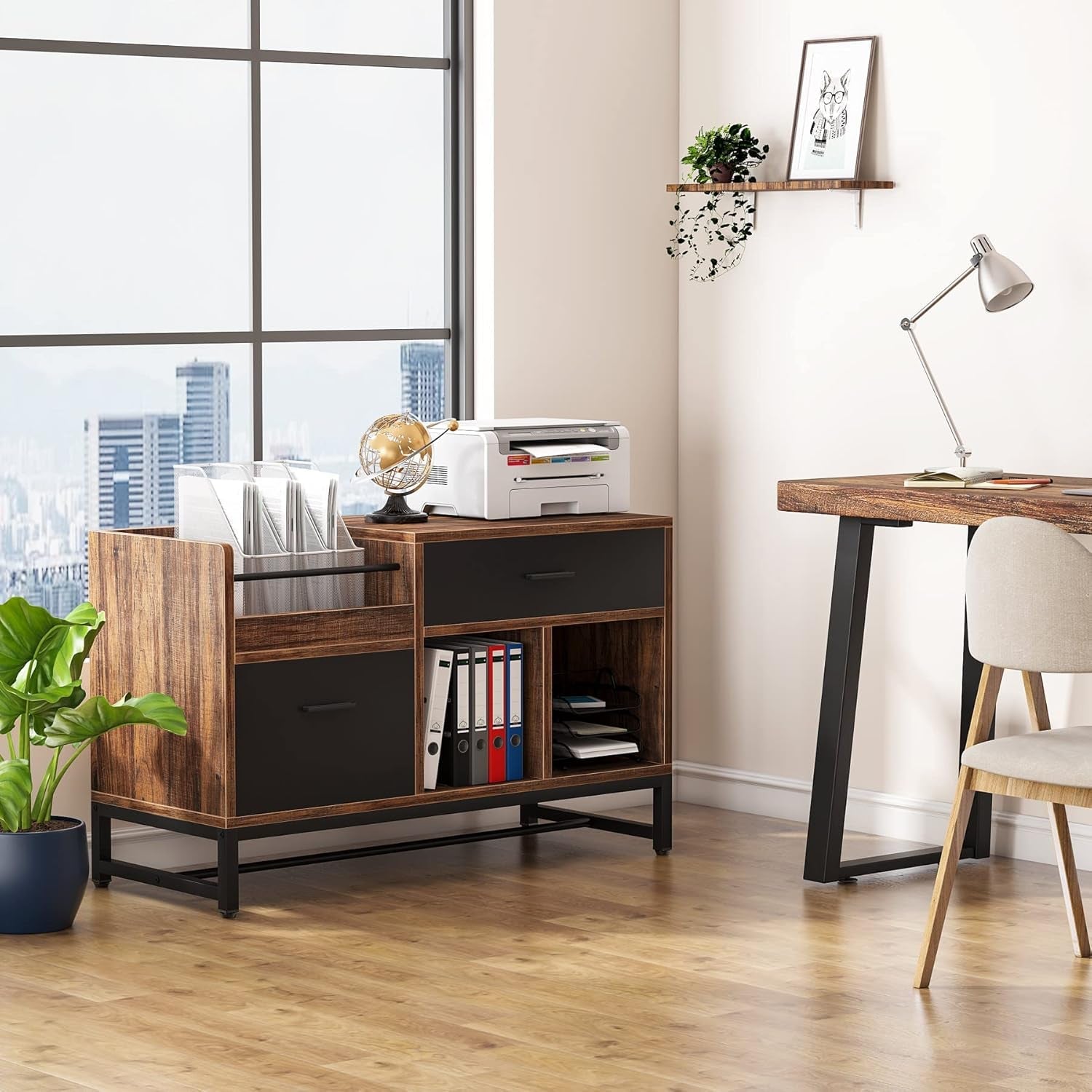 Rustic Brown 2 Drawer Lateral File Cabinet-4