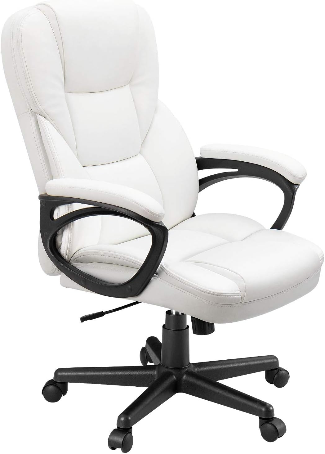 Office Executive Chair High Back Adjustable Managerial Home Desk Chair,Swivel Computer PU Leather Chair with Lumbar Support (White)-0