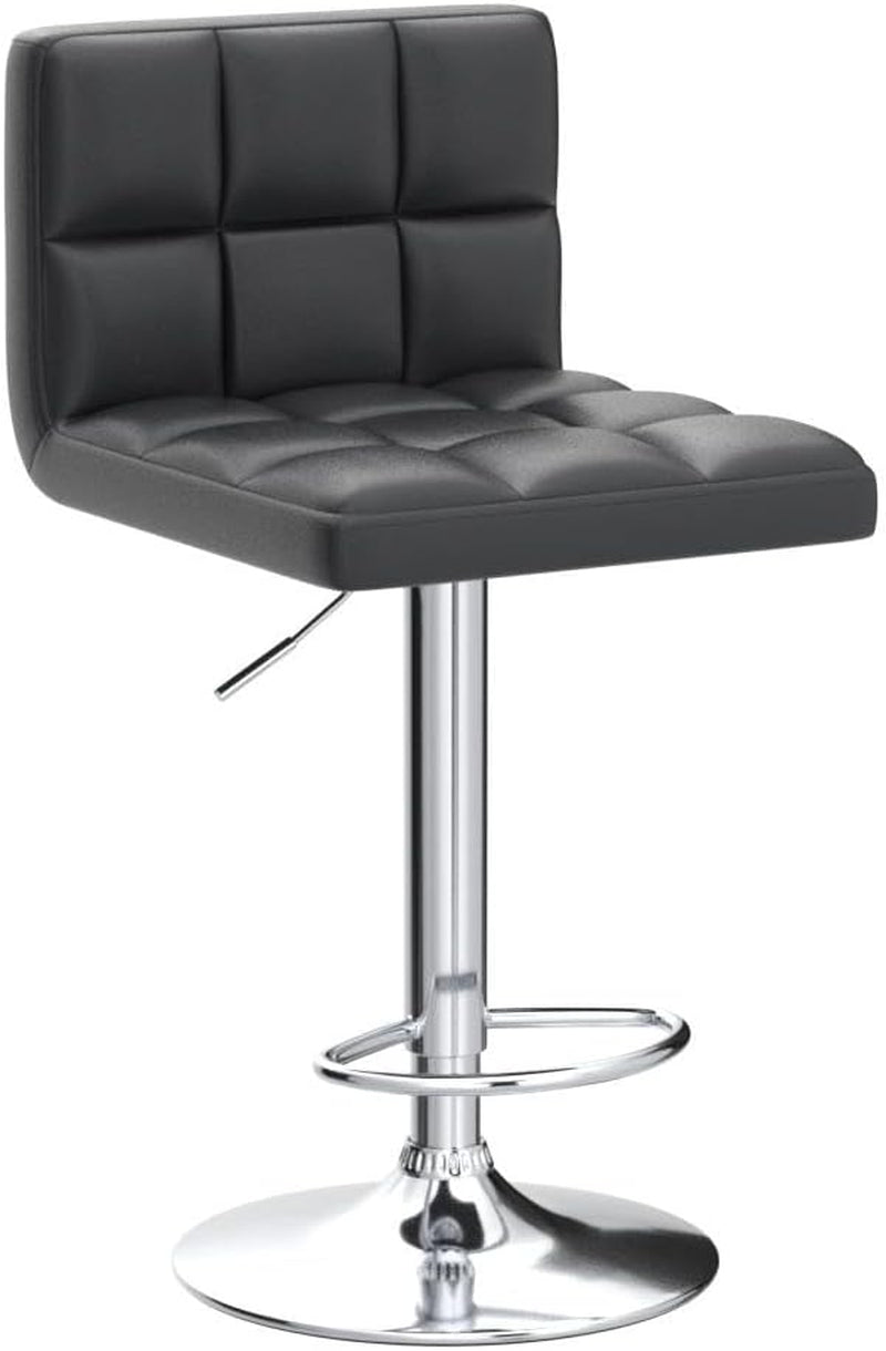 Black Leather Adjustable Swivel Bar Stools (Set 4)-3