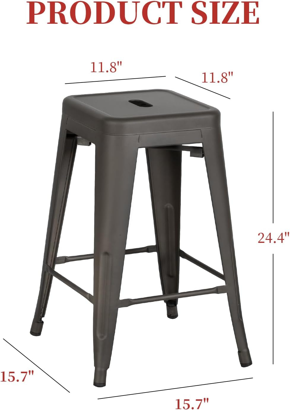 Metal Bar Stools Set of 4 Counter Height Barstool 24 Inches Industrial Bar Chairs Patio Stool Stackable Backless Stool Indoor Outdoor Metal Kitchen Stools Bar Chairs-2