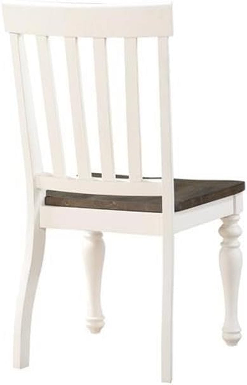 Furniture Joanna Side Chair, Set of 2 Chairs, Farmhouse Style, 2-Tone Charcoal/Ivory Finish, Scooped Wood Seat, Dining Room, Slat Back, 20" L X 23.5" W X 40" H, Ivory, Charcoal-4