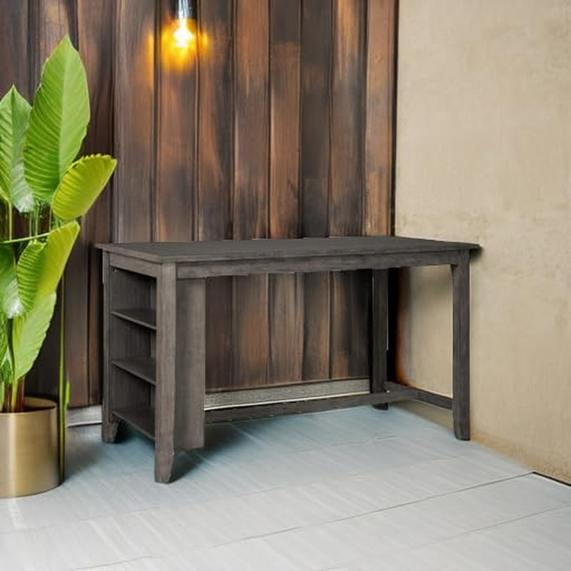 Caitbrook Rustic Counter Height Dining Table with Storage, Dark Gray-4