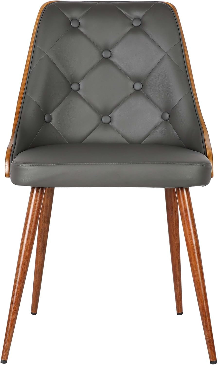 Lily Dining Chair in Grey Faux Leather and Walnut Wood Finish 20 X 31 X 23-3