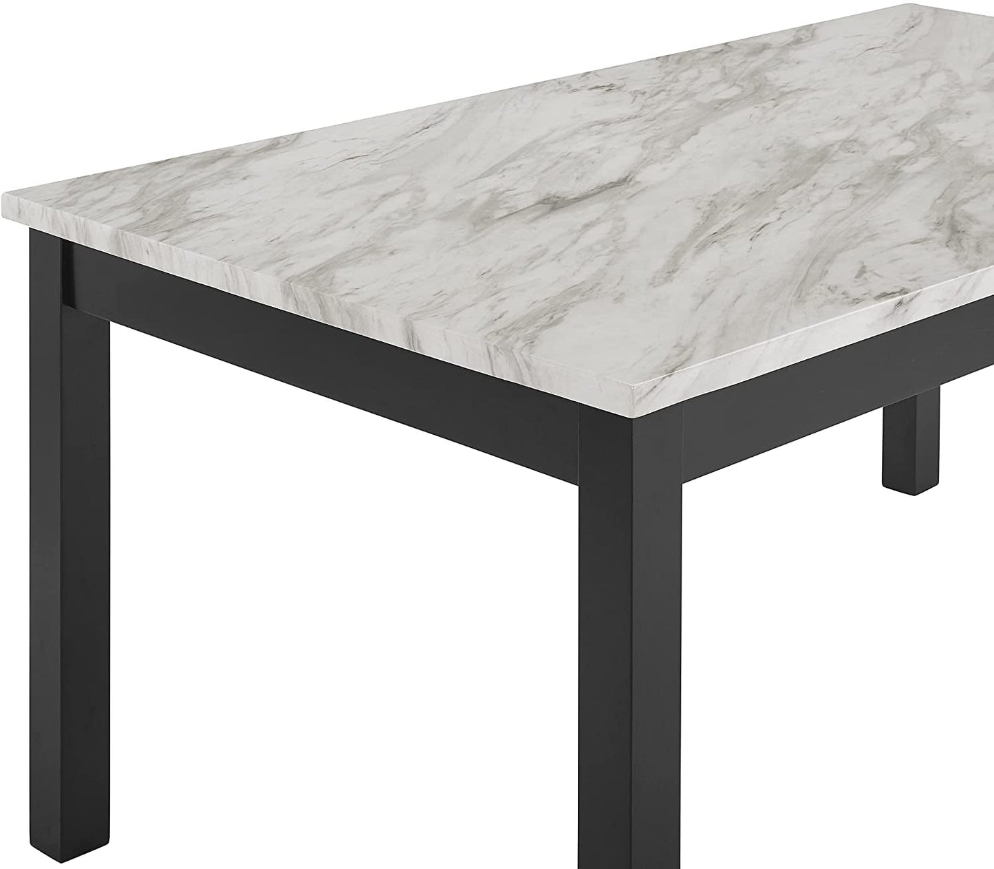 6-Person Dining Table with Faux Marble Top, Black Base-4