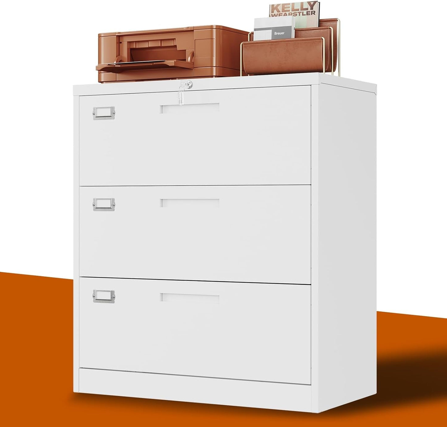 Lateral File Cabinet 3 Drawer,Metal Storage File Cabinet with Lock,Steel Lateral File Cabinet for Legal/Letter A4 Size,Wide File Cabinet for Office Home,Assembly Required-0