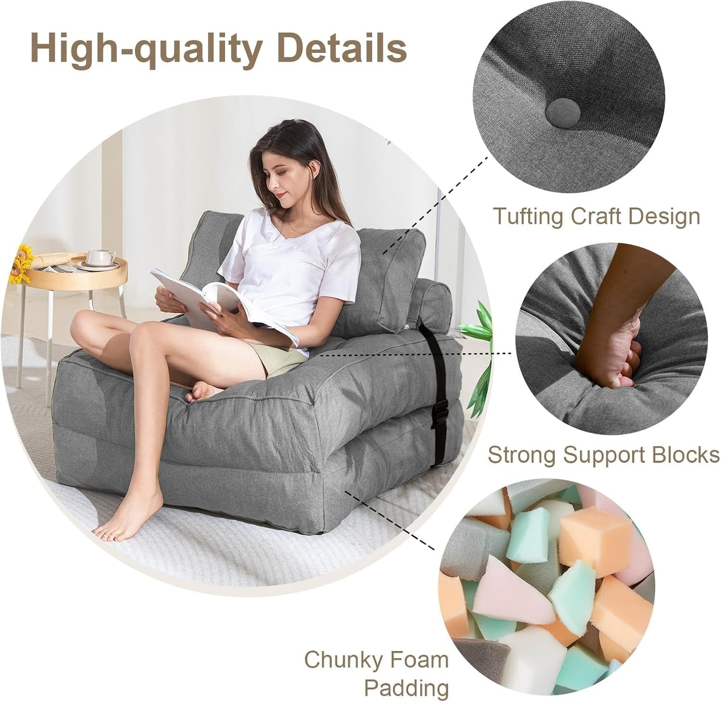 Portable Folding Couch Bed with Pillow-2
