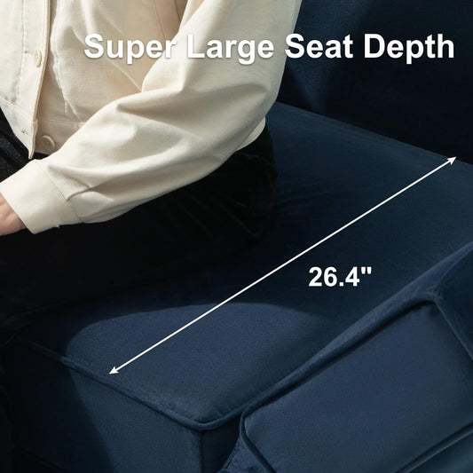 Modular Velvet Living Room Sofa Set 3 Seat Sofa Loveseat and Chair Set with Storage Seats Modular Living Room Furniture Set Blue-1