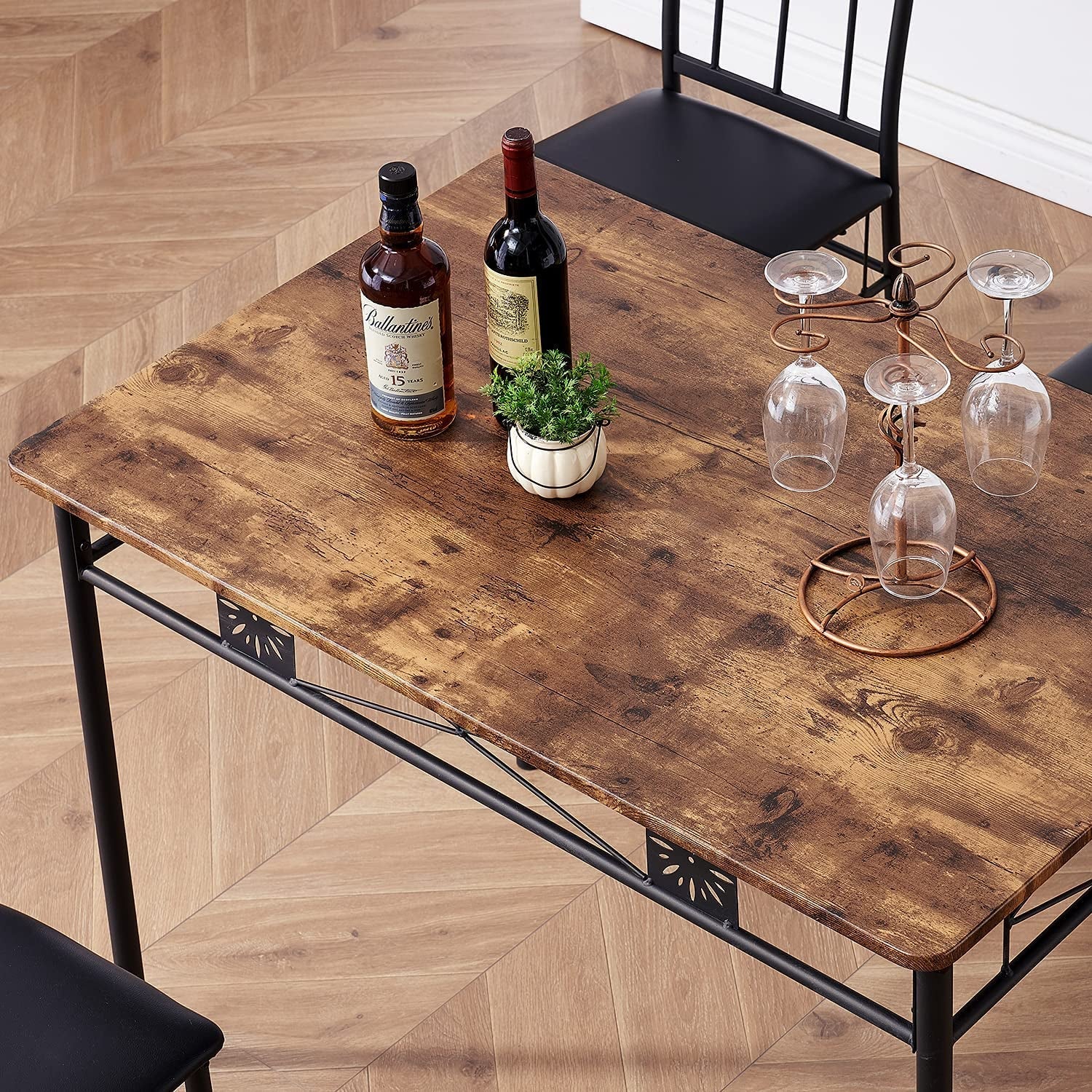 Kitchen Dining Room Table Sets for 4, Retro-Brown-2