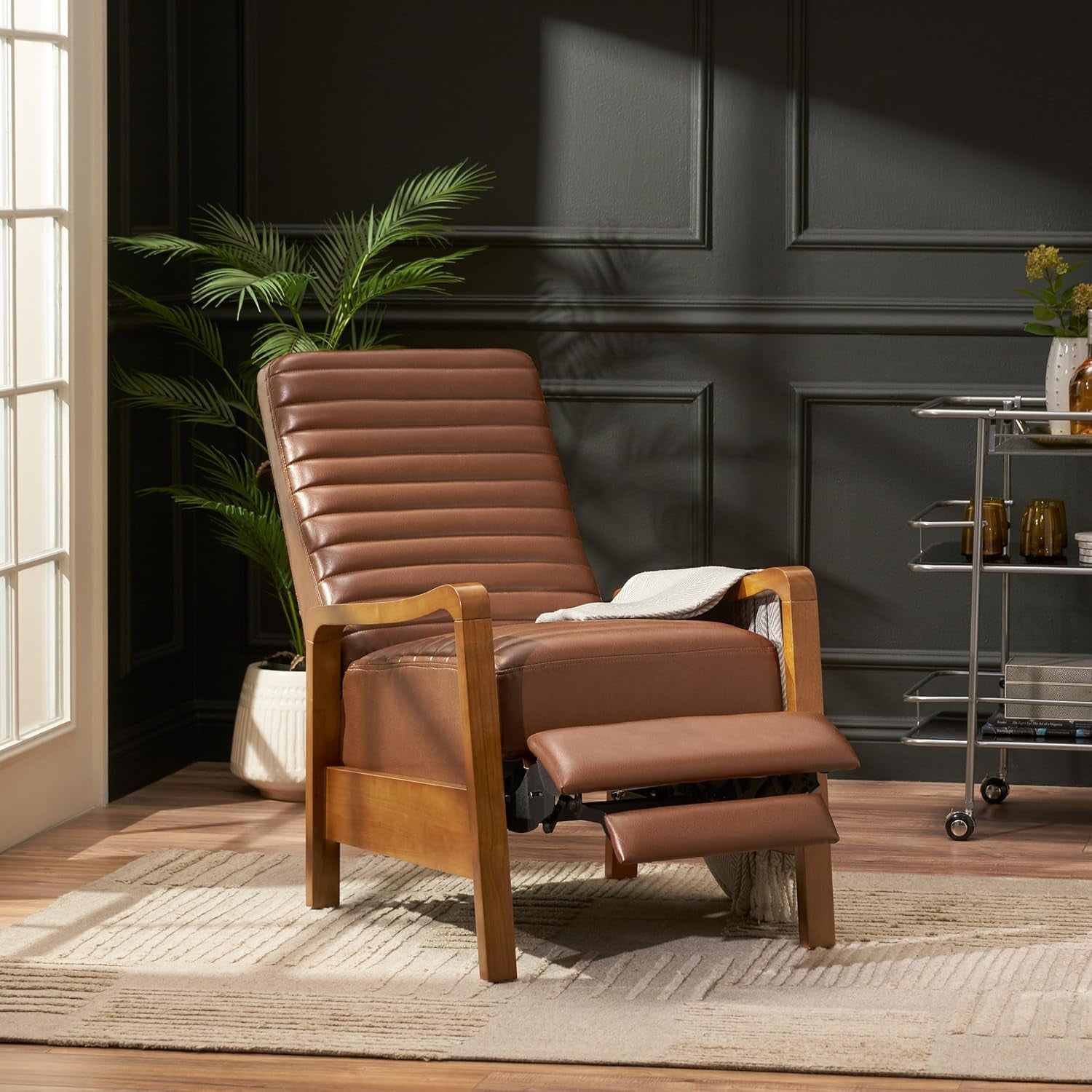 Recliner Chair, Club Recliner, Reclining Sofa, Upholsterd Armchair, Recliner Chair with Adjustable Stitching Backrest, Reading Chair for Living Room, Home Rest, Brown-2