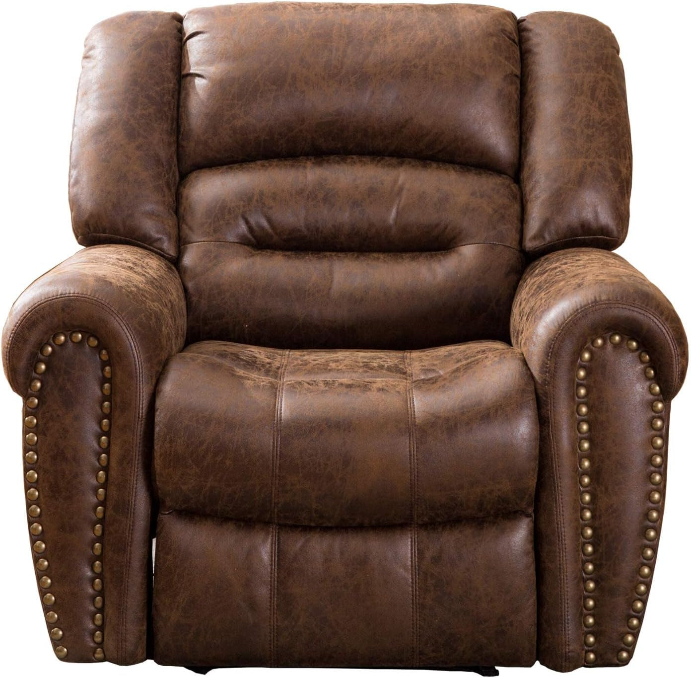 Electric Power Recliner Set of 2, Breathable Bonded Leather Reclining Chair Classic Home Theater Recliners Seating W/USB Port, Electric Recliner Chairs for Living Room (Nut Brown)-3