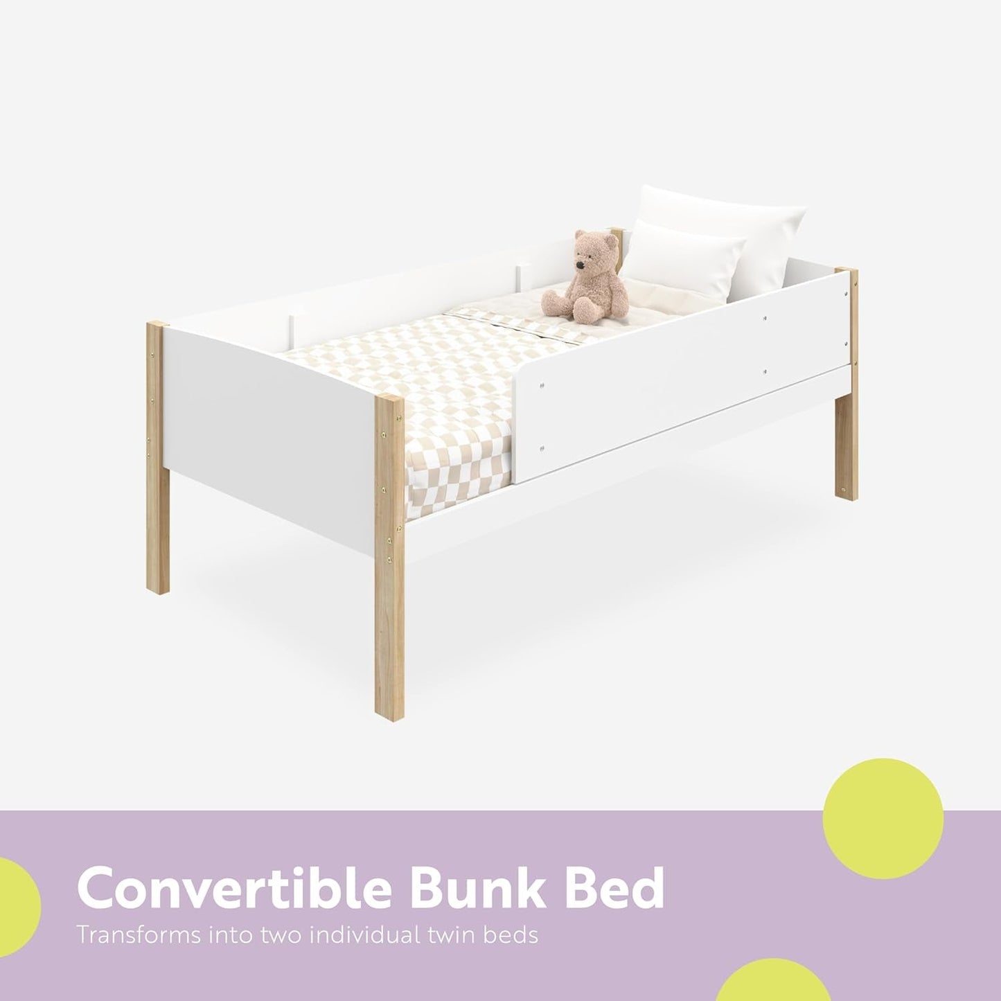 Next Delray Twin-Over-Twin Convertible Bunk Bed (White with Natural) – Modern, Stylish, 2-Tone Bunk Bed for Kids Bedroom-4
