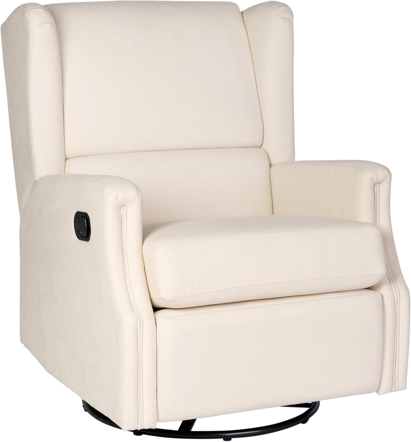 Omma Swivel Glider Rocking Recliner, Manual Wingback Recliner with 360 Degree Swivel, for Living Room, Bedroom, or Nursery, Upholstered, Cream-0