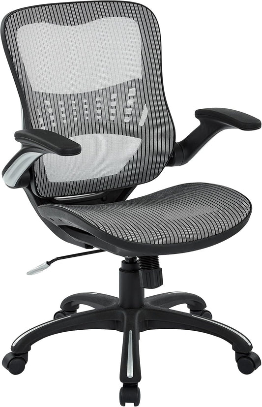 Riley Ventilated Manager'S Office Desk Chair with Breathable Mesh Seat and Back, Black Base with Grey-0