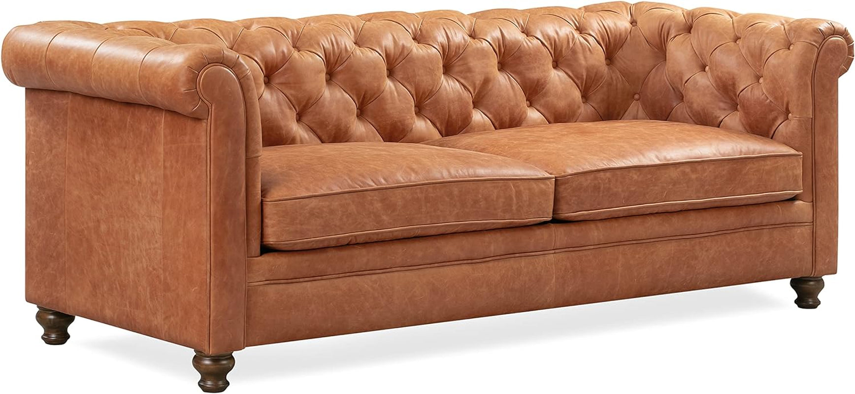 Lyon 87.4" Sofa in Full-Grain Pure-Aniline Italian Tanned Leather in Cognac Tan-0