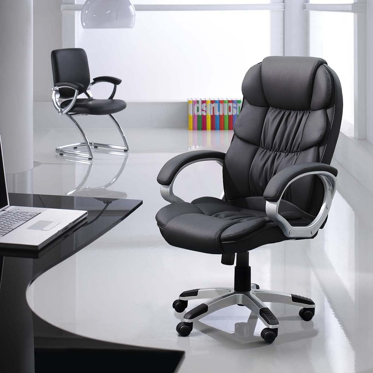 Modern High-Back Executive Office Chair with Lumbar Support-0