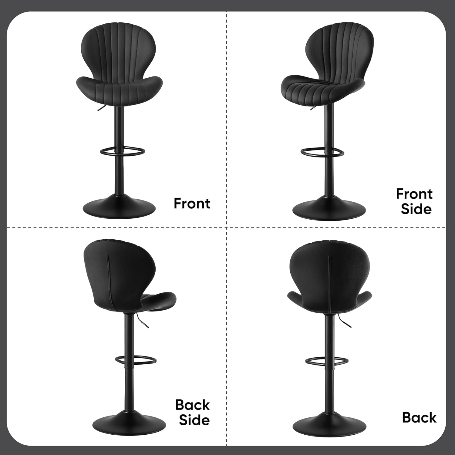 Bar Stools Set of 3 Modern Swivel Bar Chairs, Barstools Counter Height with High Backrest, Easy 3-5 Minute Assembly for Bar, Kitchen, Dining Room Black-4