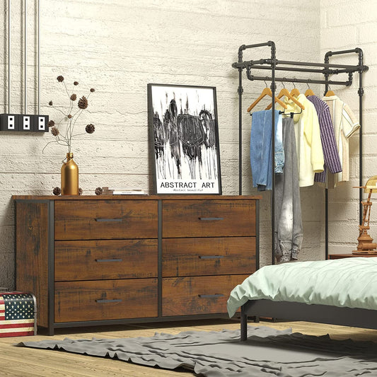 Industrial 6-Drawer Double Dresser-0