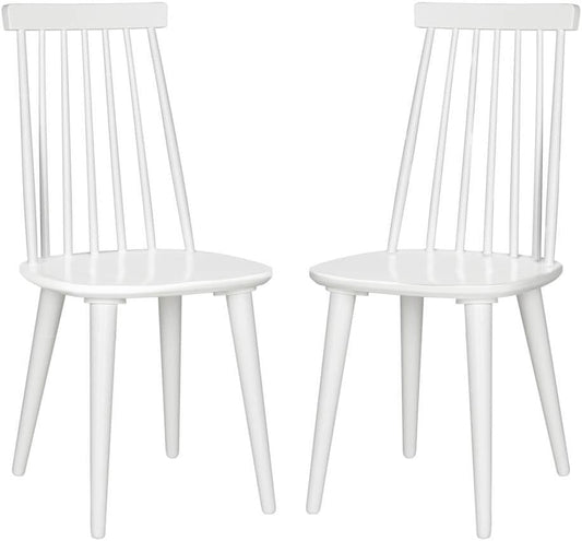 American Homes Collection Burris Country Farmhouse White Spindle Side Chair (Set of 2)-0