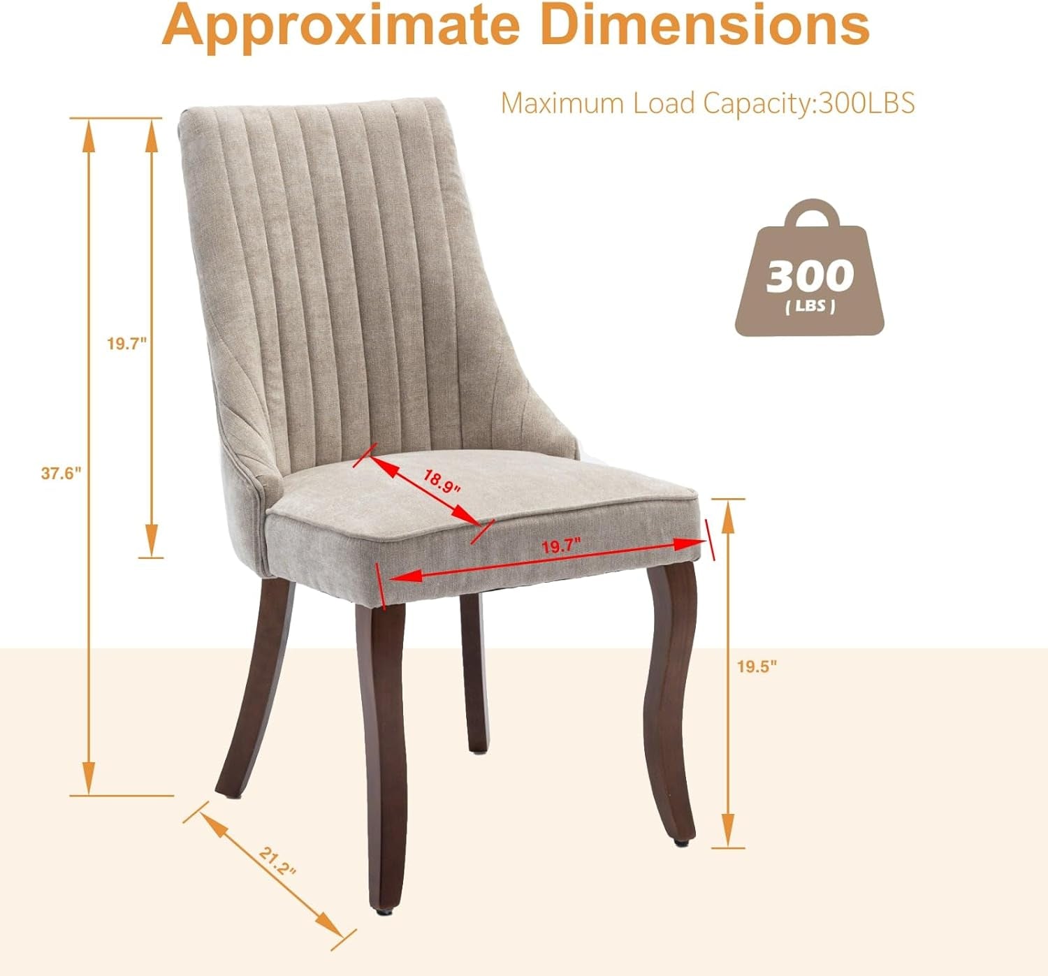 Velvet Dining Chairs Set of 4,Comfy Fabric Upholstered Accent Chairs for Kitchen Living Room,Channel Tufted Dining Room Chairs with Curved Solid Wood Legs(Beige)-2