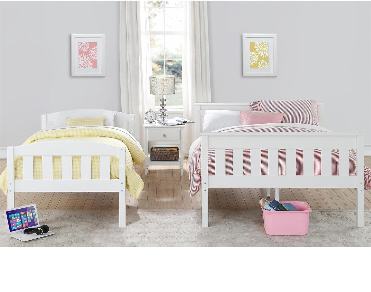 Airlie Twin over Full Bunk Bed, White, Wood Construction, Converts to Twin/Full, 4-Step Ladder, Guard Rails-4