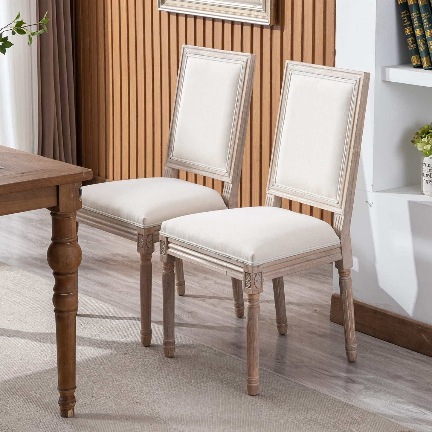 Set of 6 French Country Square Back Upholstered Dining Chairs-1