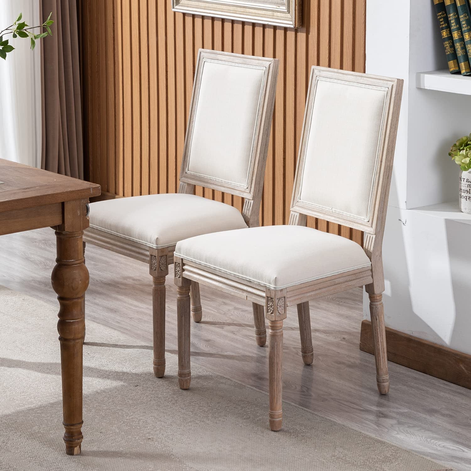 Set of 6 French Country Square Back Upholstered Dining Chairs-1