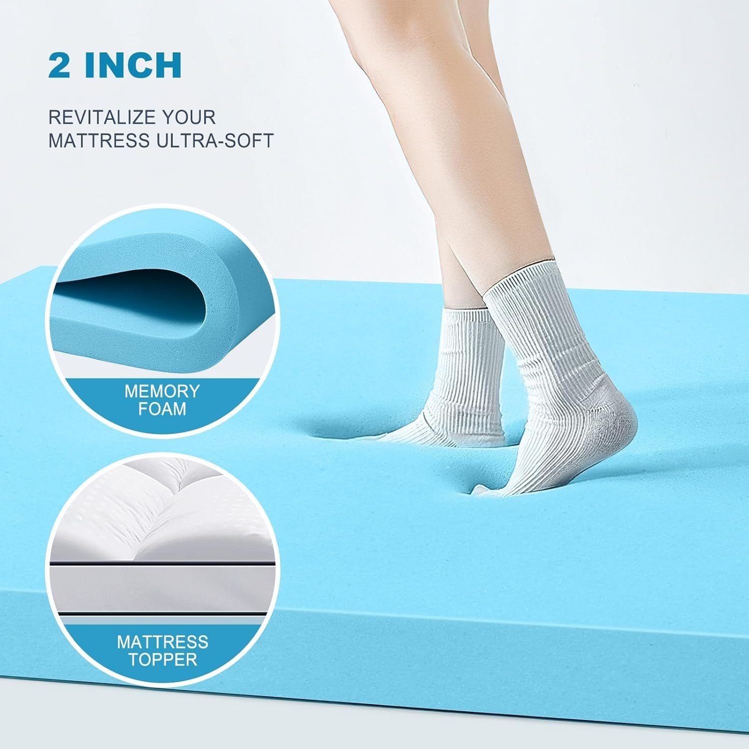 King Gel Memory Foam Mattress Topper, 4 Inch, Dual Layer-3
