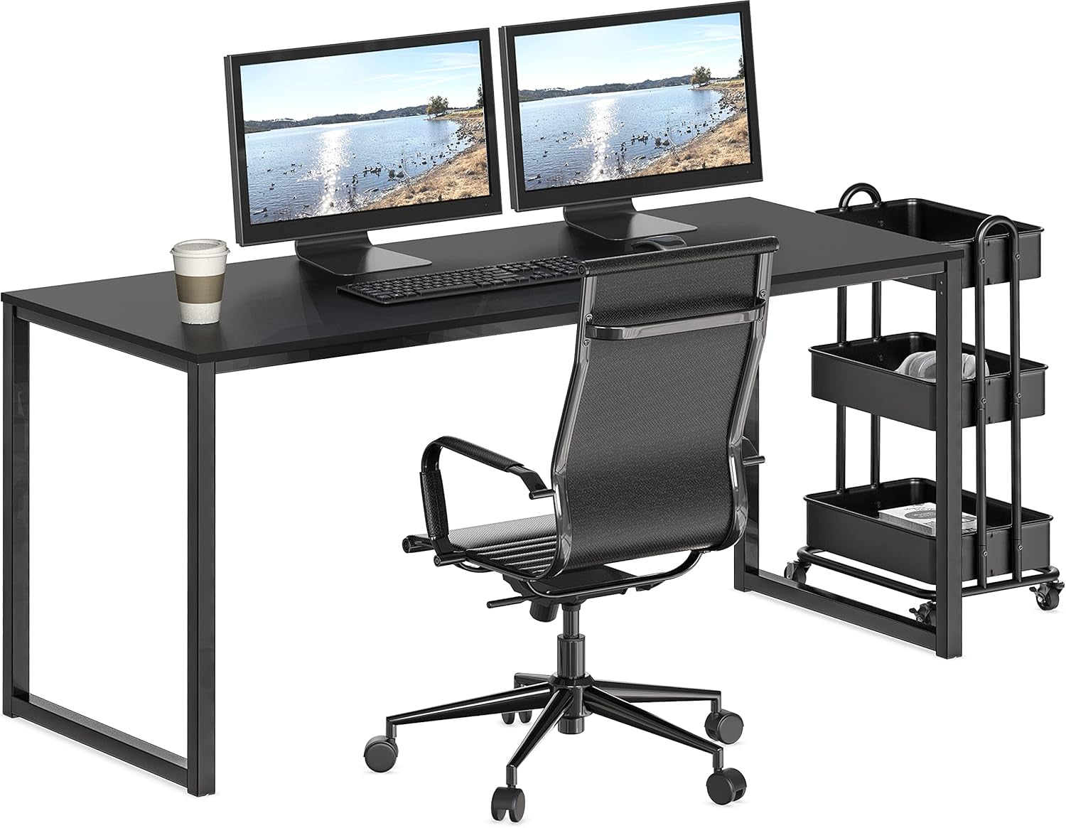 Home Office 55-Inch Computer Desk, 24" Deep, Black-3