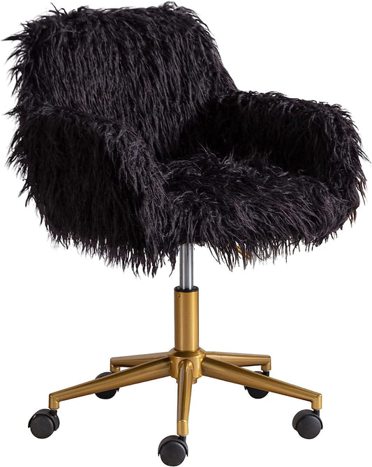Soft Faux Fur Swivel Chair for Home Office-1